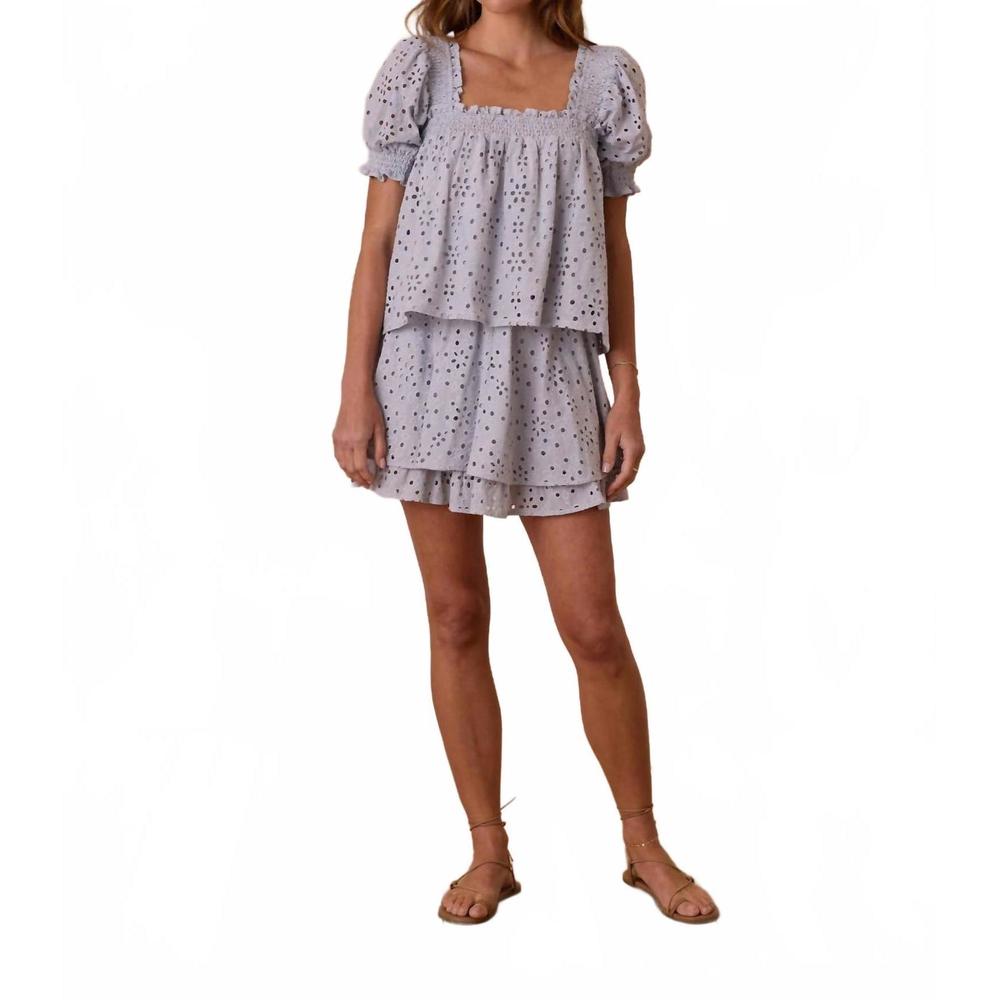 NEW RYLEE + CRU rose mini skirt in light blue - Picture 1 of 3